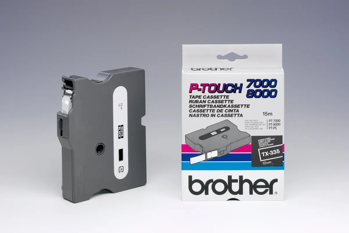 Brother TX-355 Schriftband weiß auf schwarz (24mm x 15m)