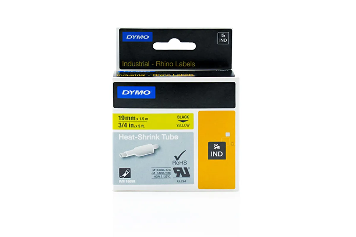 Dymo S0718340 / 18058 Heissschrumpfschlauch schwarz auf gelb (19mm x 1,5m)