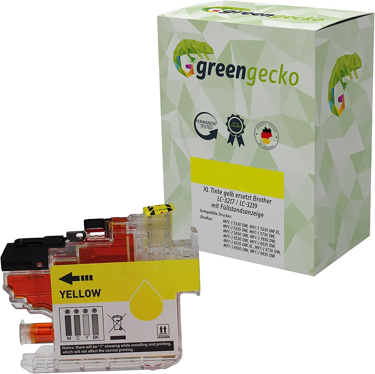 XL green gecko Tinte kompatibel zu Brother LC-3217 / LC-3219 gelb