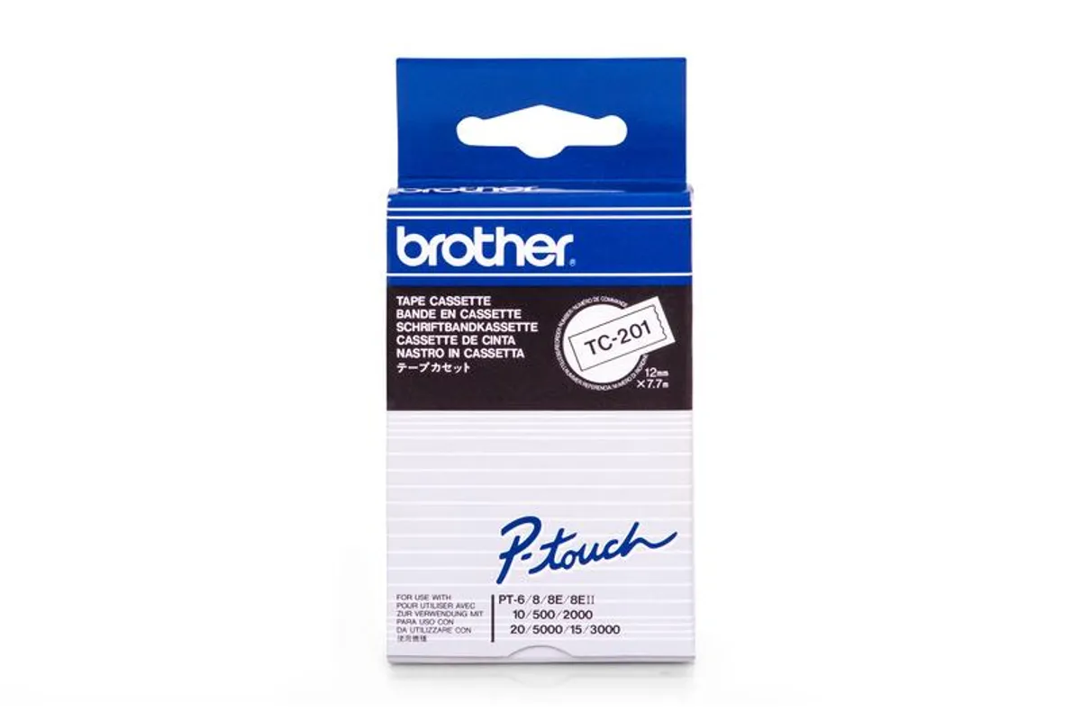 Brother TC-201 Schriftband schwarz auf weiß (9mm x 7,7m)