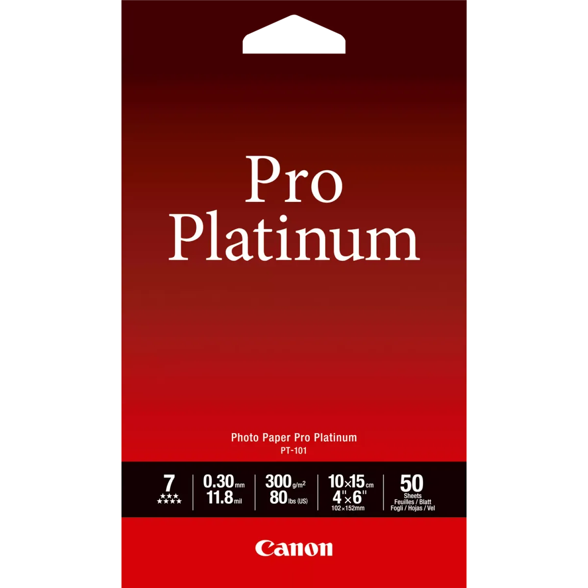 Canon PT-101 / 2768B014 / Pro Platinum Fotopapier weiß (10,2 x 15,2cm, 4 x 6'', 50 Blatt, 300 g/m²)