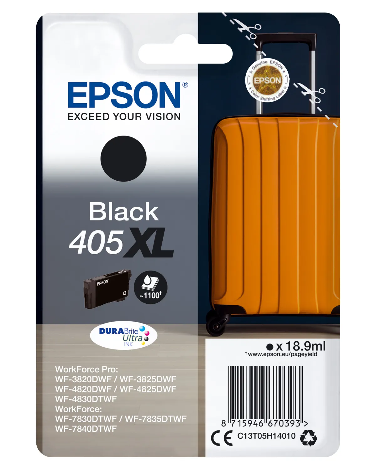 Epson 405 XL / T05H1 / C13T05H14010 / C13T05H14020 Tinte schwarz
