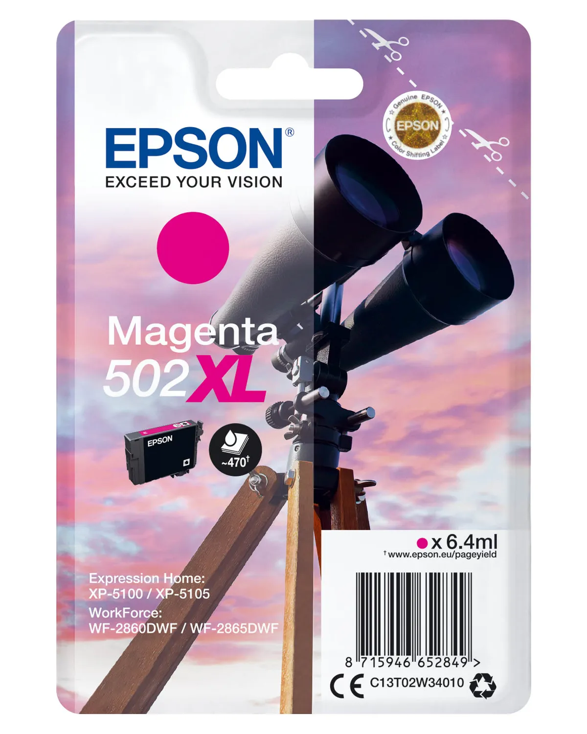 Epson 502XL / T02W3 / C13T02W34010 / C13T02W34020 Tinte magenta