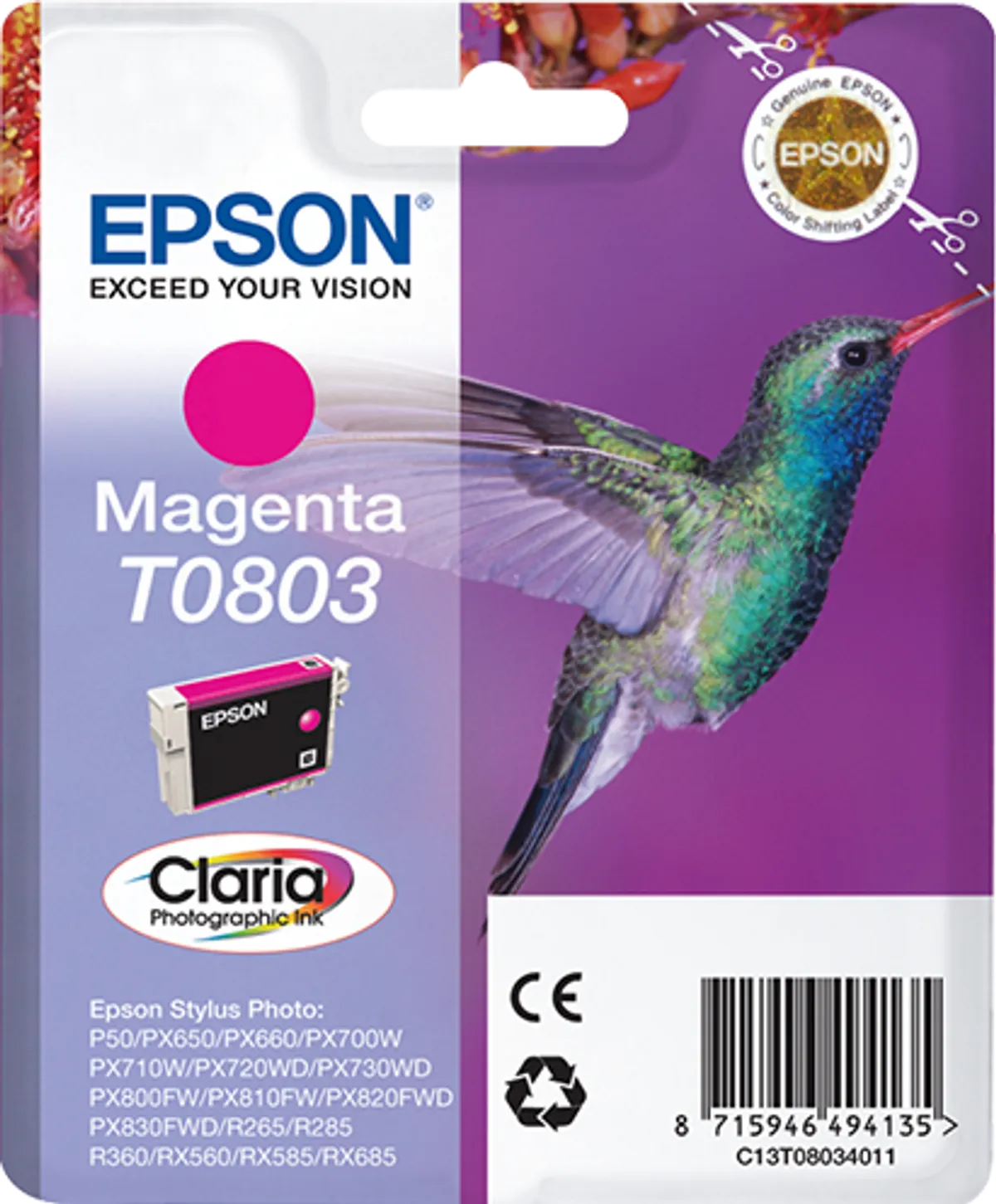 Epson T0803 / C13T08034011 / C13T08034021 Tinte magenta
