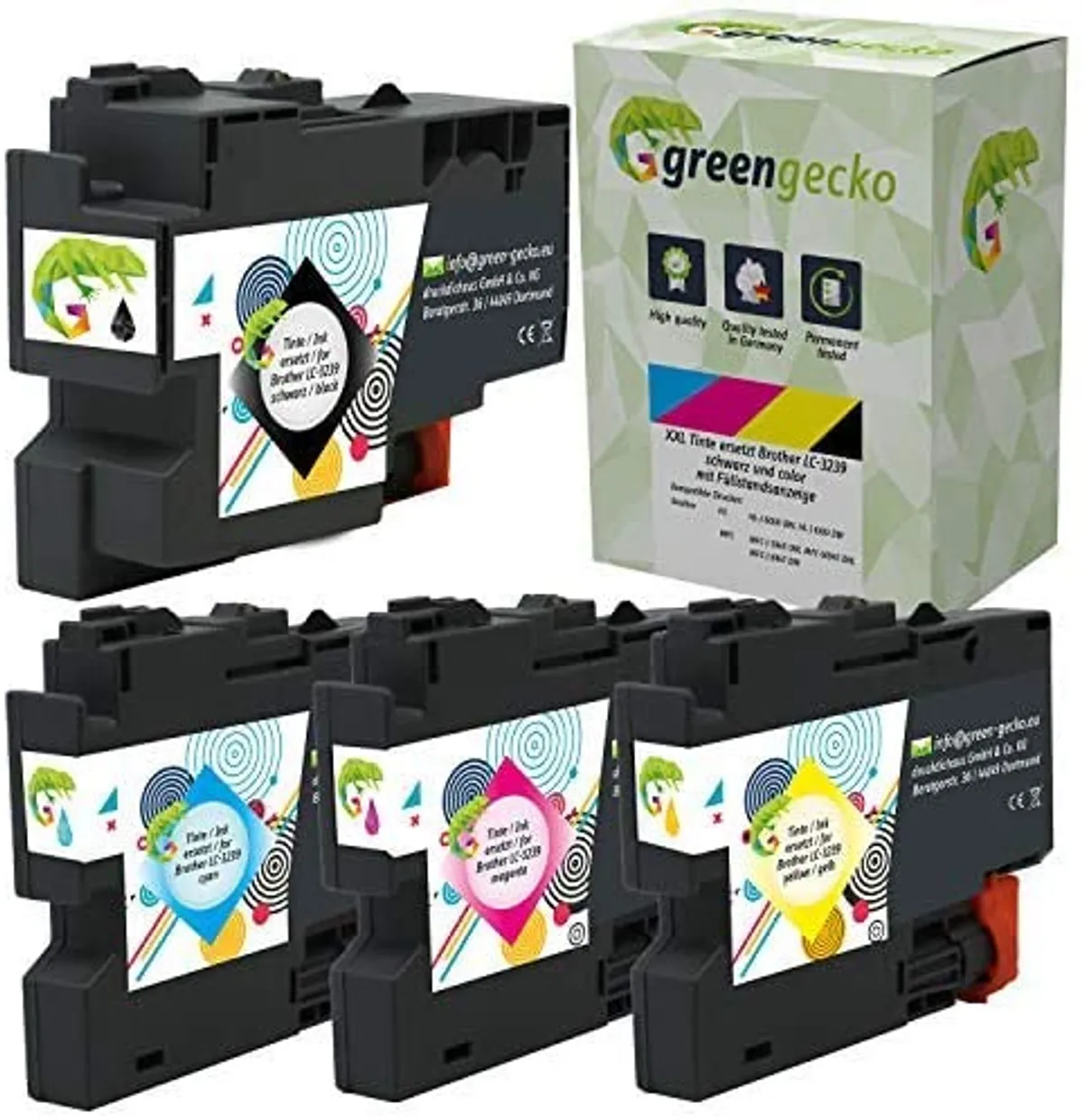 XL Tinten Sparset kompatibel zu Brother LC-3237 / LC-3239 schwarz, cyan, magenta, gelb  (4 Stück)