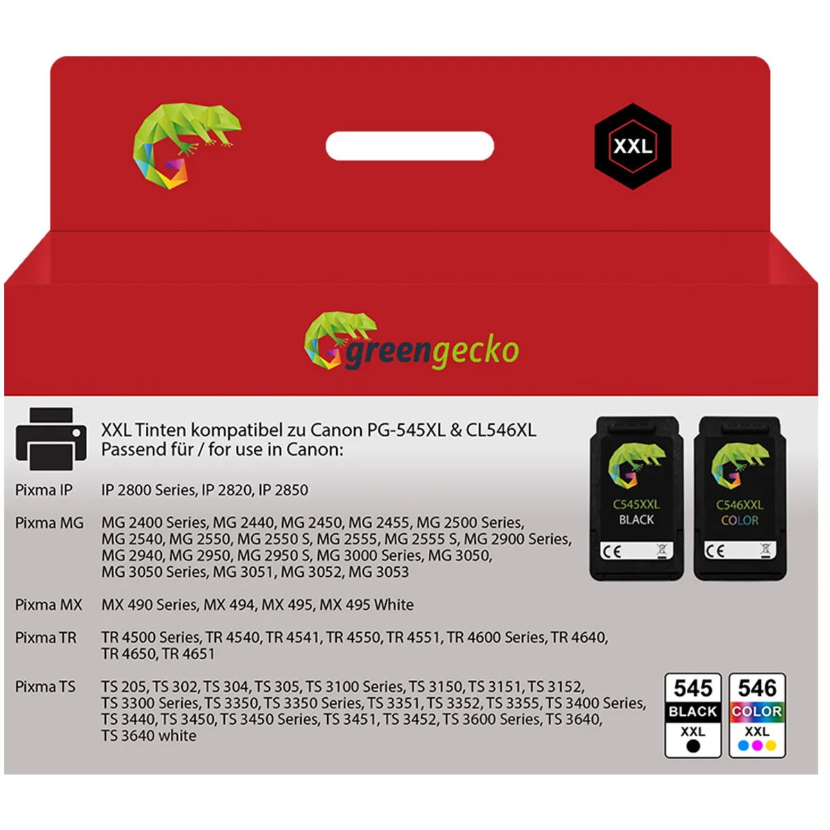 XL Tinten Sparset kompatibel zu Canon PG-545XL & CL-546XL / 8287B005 schwarz, color (2 Stück)