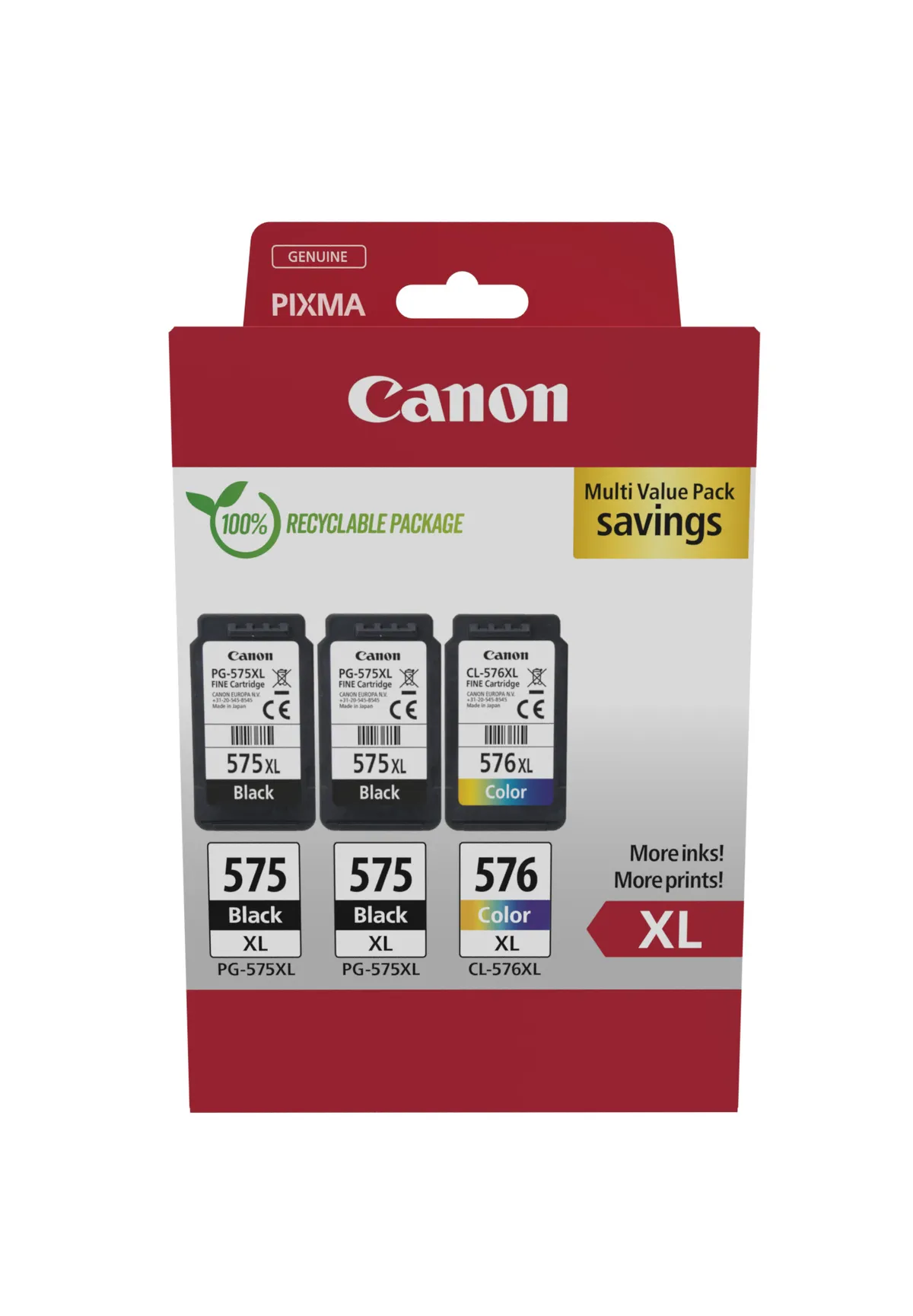 Canon PG-575XL & CL-576XL / 5437C004 Tinten Sparset schwarz, color (3 Stück)