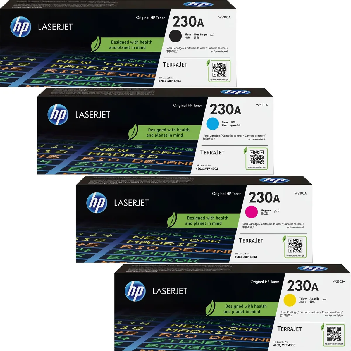 HP 230A / W2300A / W2301A / W2302A / W2303A Toner Sparset schwarz, cyan, magenta, gelb (4 Stück)