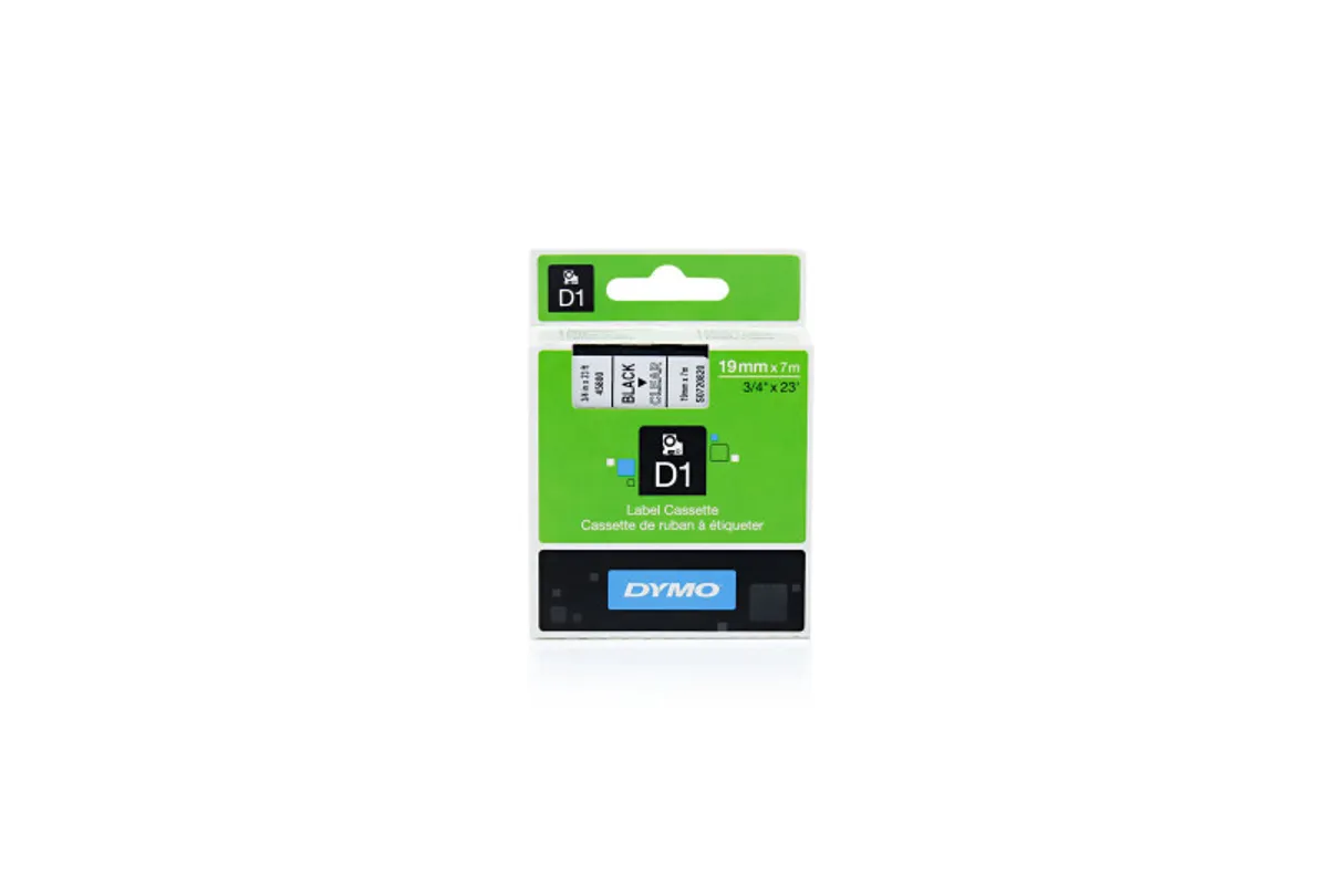 Dymo S0720820 / 45800 Etiketten schwarz auf transparent (19mm x 7m)