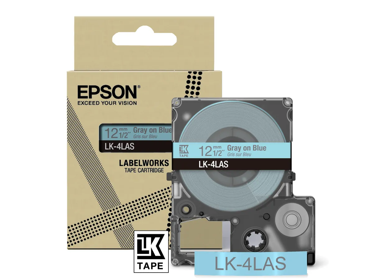 Epson LK-4LAS / C53S672106 Schriftband grau auf blau (12mm x 8m)