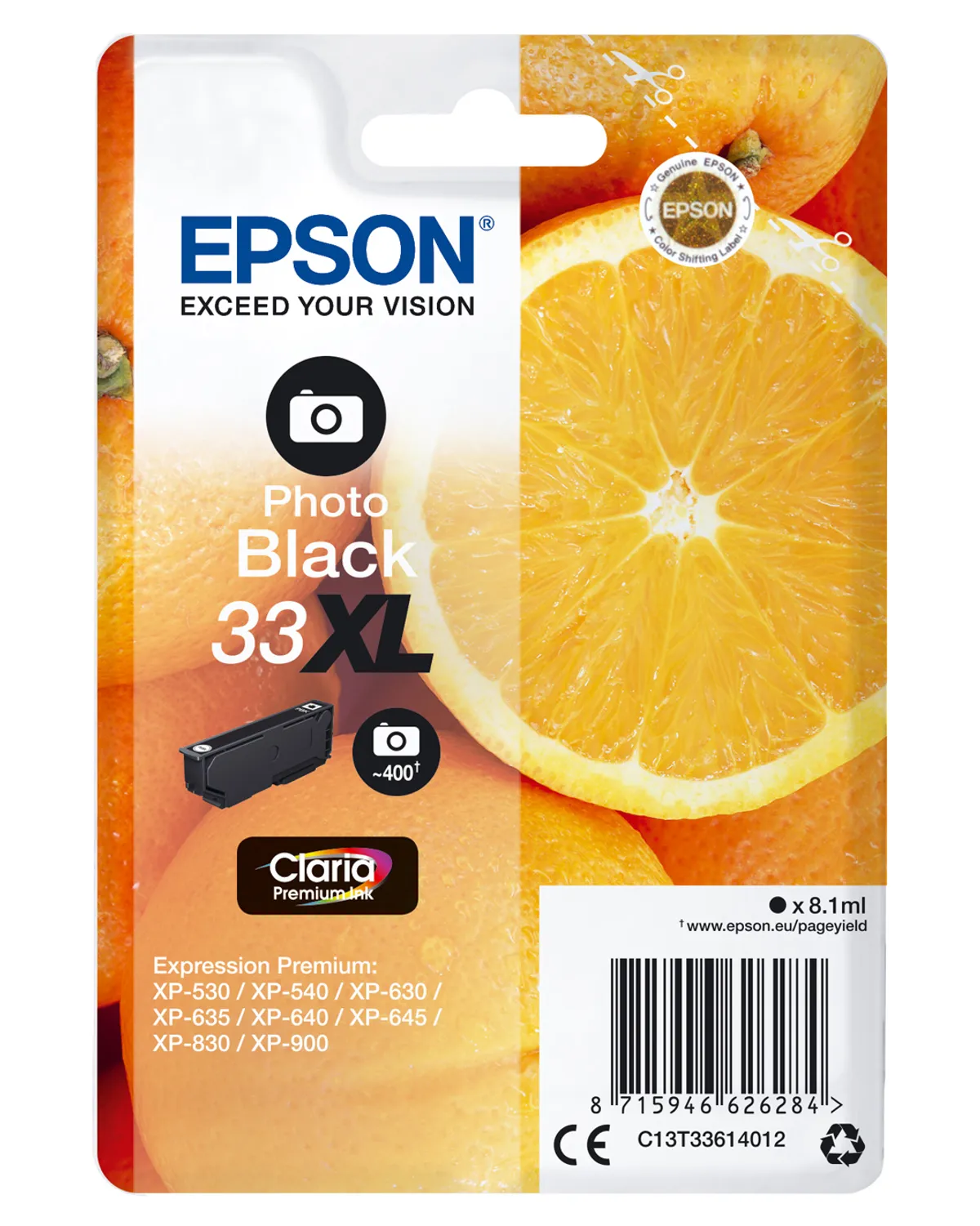 Epson 33XL / T3361 / C13T33614012 / C13T33614022 Tinte photo schwarz
