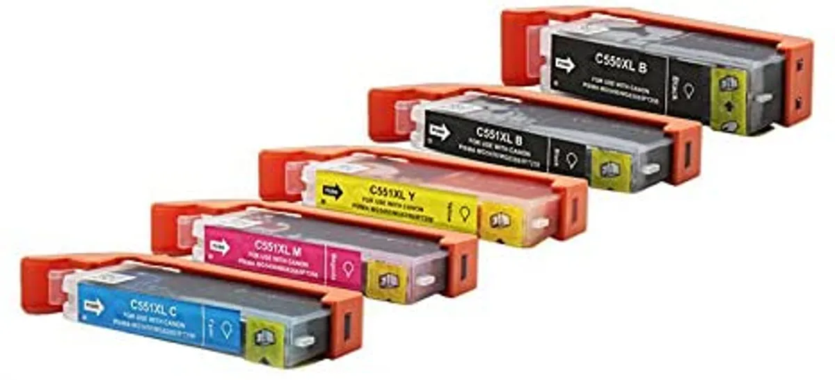 Tinten Sparset kompatibel zu Canon PGI-550 - CLI-551 schwarz, cyan, magenta, gelb, photo schwarz  (5 Stück)