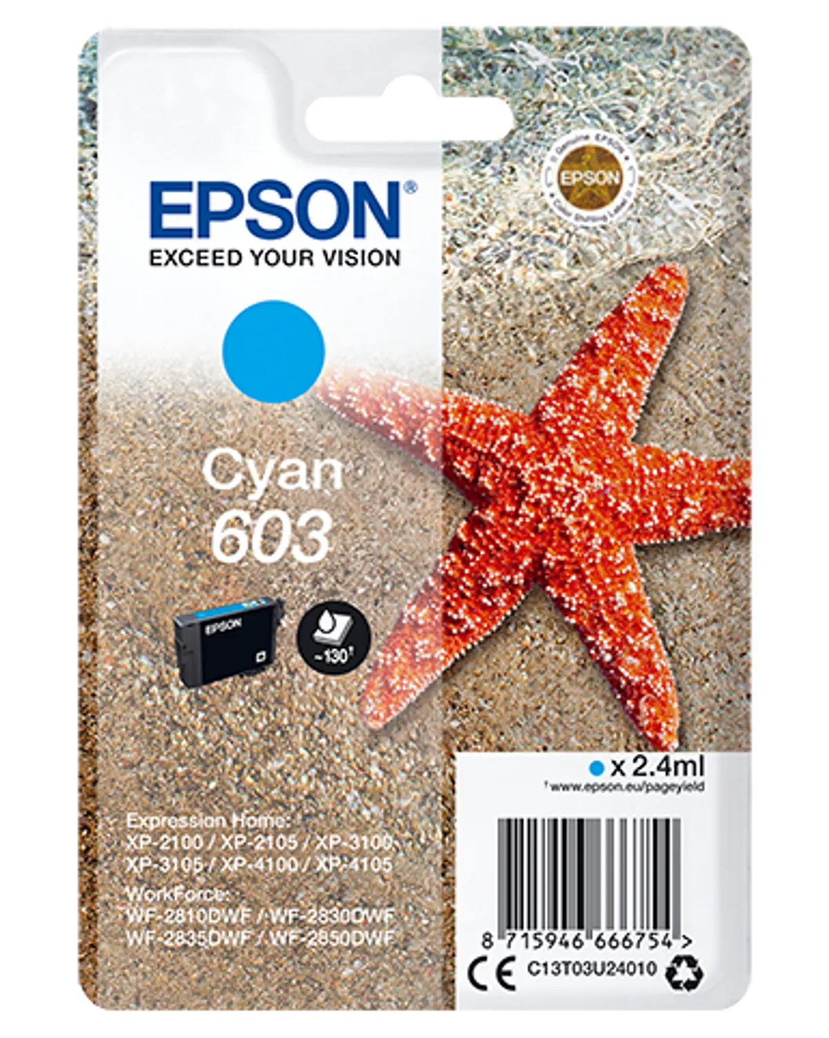 Epson 603 / T03U2 / C13T03U24010 Tinte cyan