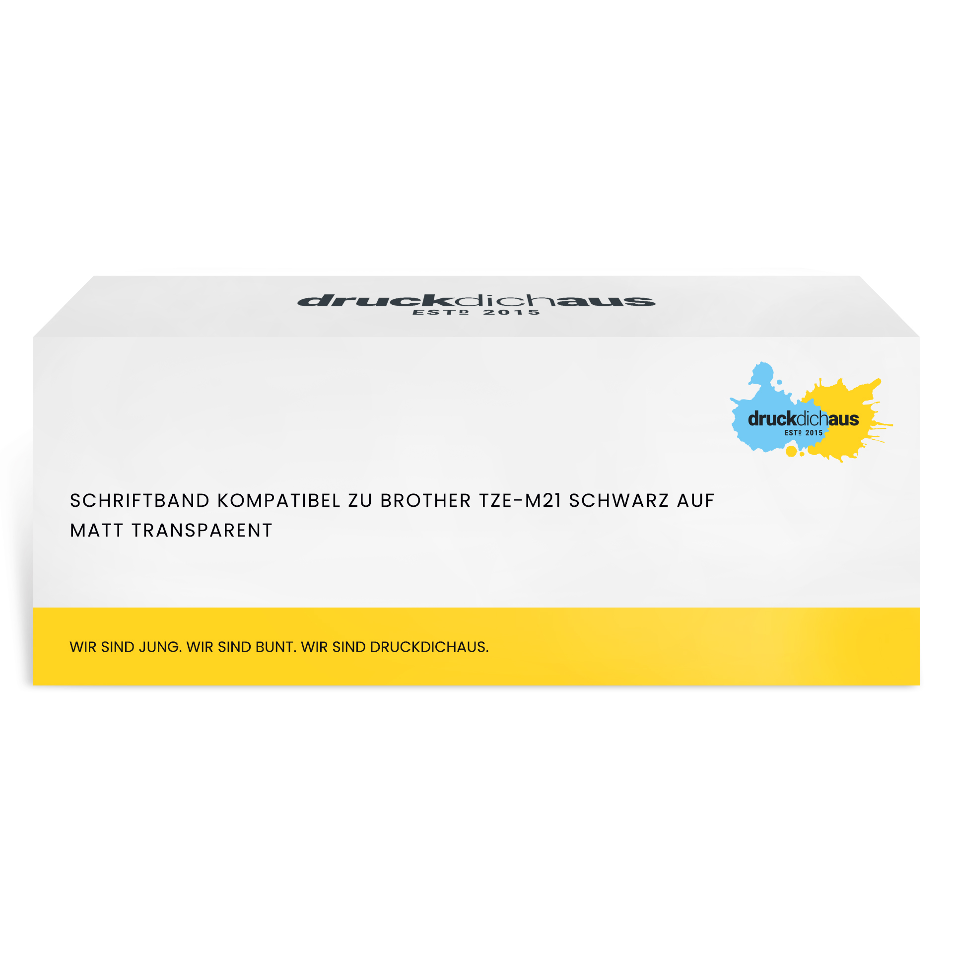 Schriftband kompatibel zu Brother TZe-M21 Schwarz auf Matt Transparent (9mm x 8m)