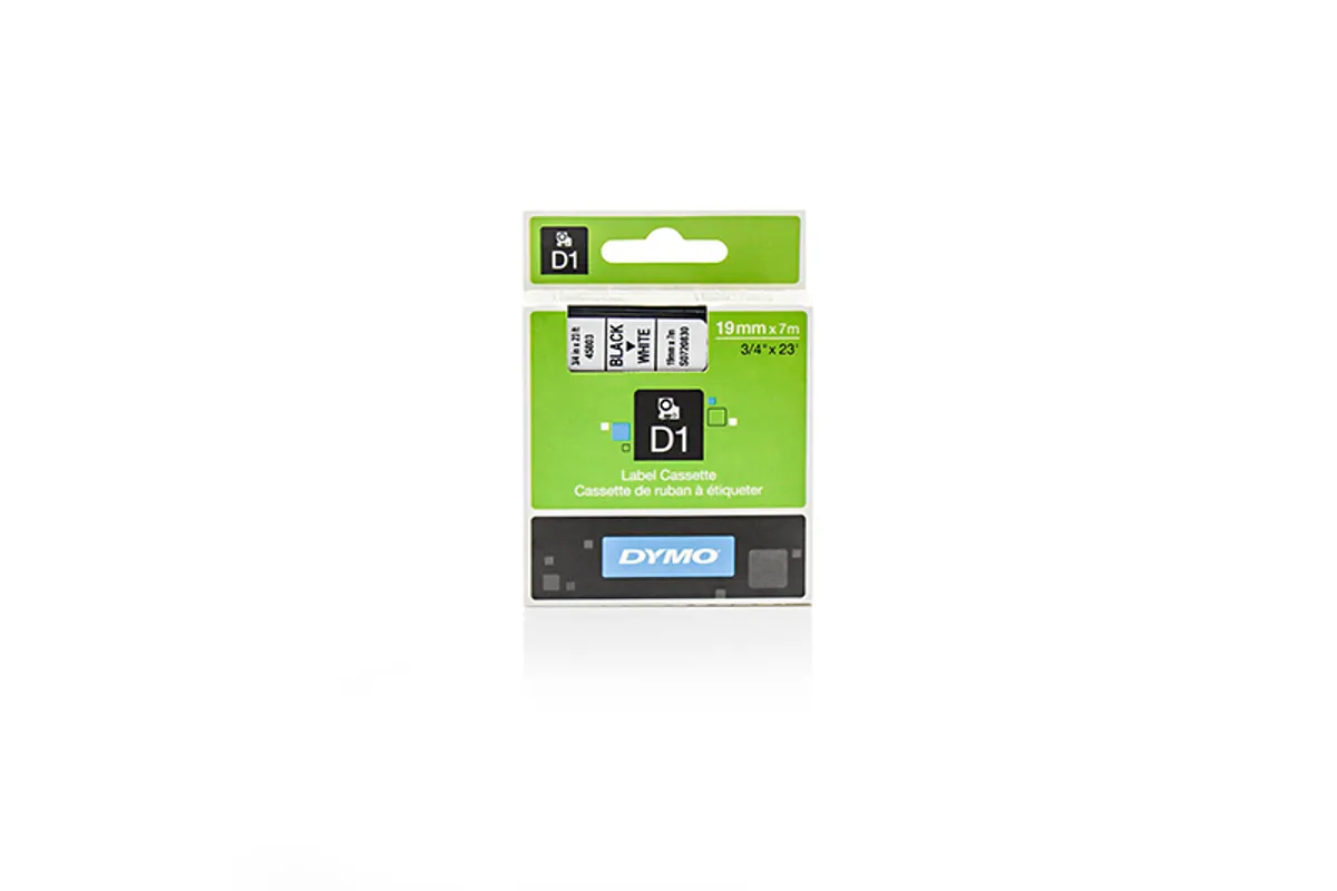Dymo S0720830 / 45803 Etiketten schwarz auf weiß (19mm x 7m)