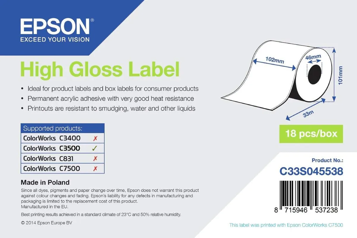 Epson C33S045538 Etiketten