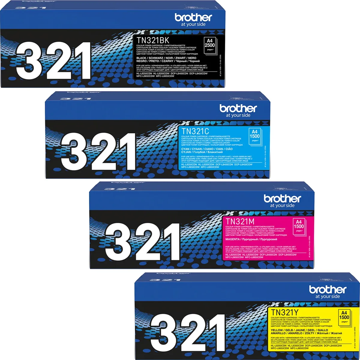 Brother TN-321VAL / TN-321CMYK Toner Sparset schwarz, cyan, magenta, gelb (4 Stück)