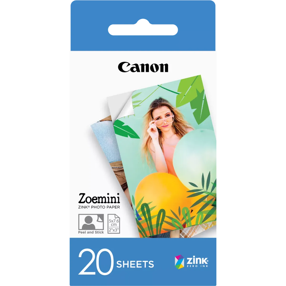 Canon Zoemini / 3214C002 Zink Fotopapier weiß (5 x 7,6cm, 2''x 3'', 20 Blatt)