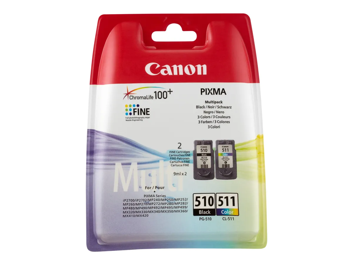 Canon PG-510 CL-511 / 2970B010 / 2970B011 Tinten Doppelpack schwarz, color (2 Stück)