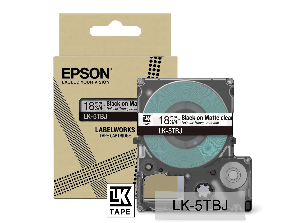 Epson LK-5TBJ / C53S672066 Schriftband schwarz auf transparent (18mm x 8m)