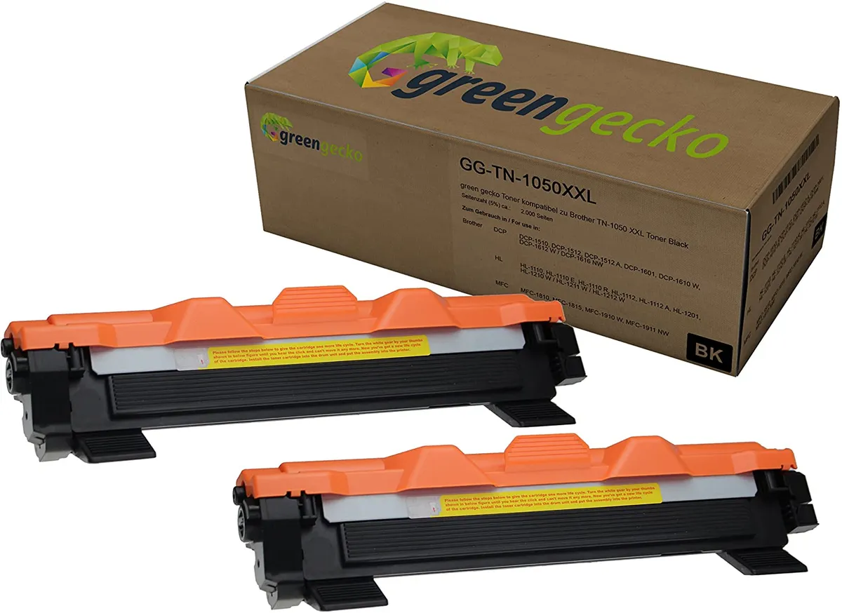 XXL green gecko Toner Doppelpack kompatibel zu Brother TN-1050 schwarz (2 Stück)