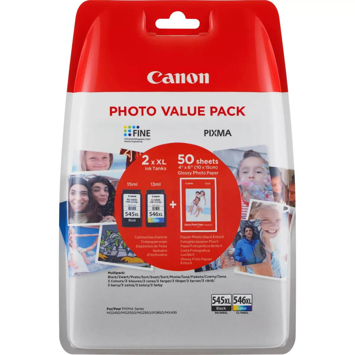 Canon PG-545XL CL-546XL / 8286B006 / 8286B007 Tinten Doppelpack schwarz, color (2 Stück)
