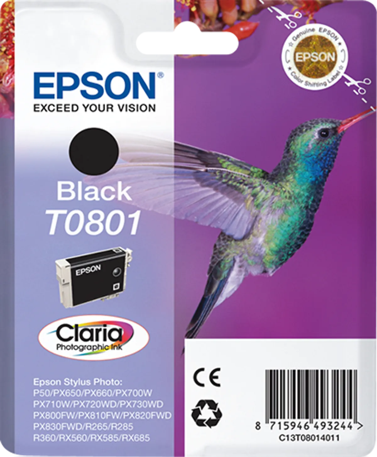 Epson T0801 / C13T08014011 / C13T08014020 Tinte schwarz