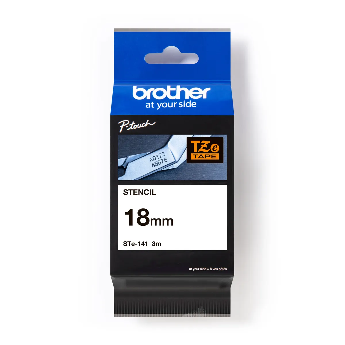 Brother STE-141 Schablonenband weiß auf transparent (18mm x 3m)