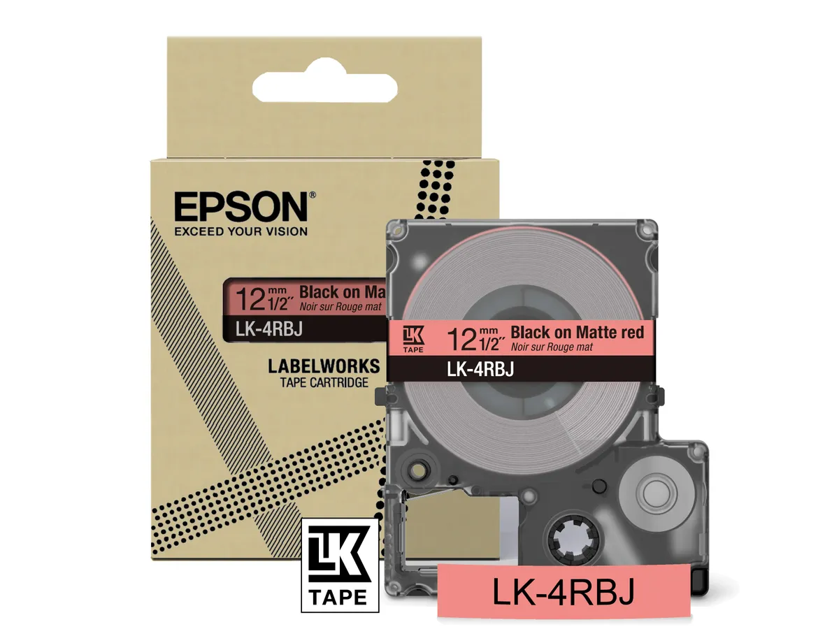Epson LK-4RBJ / C53S672071 Schriftband schwarz auf matt rot (12mm x 8m)