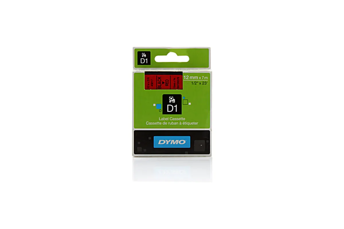 Dymo S0720570 / 45017 Etiketten schwarz auf rot (12mm x 7m)
