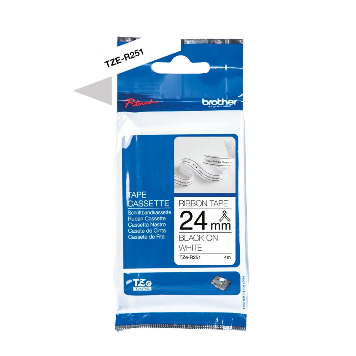 Brother TZE-R251 Schriftband schwarz auf weiß (24mm x 4m)