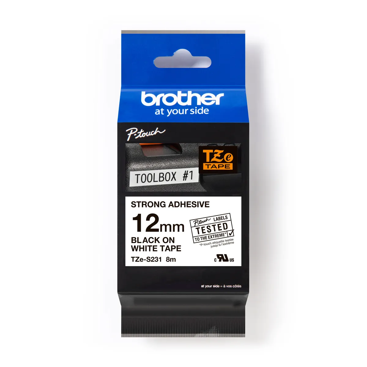 Brother TZE-S231 Schriftband schwarz auf weiß (12mm x 8m, extra stark klebend)