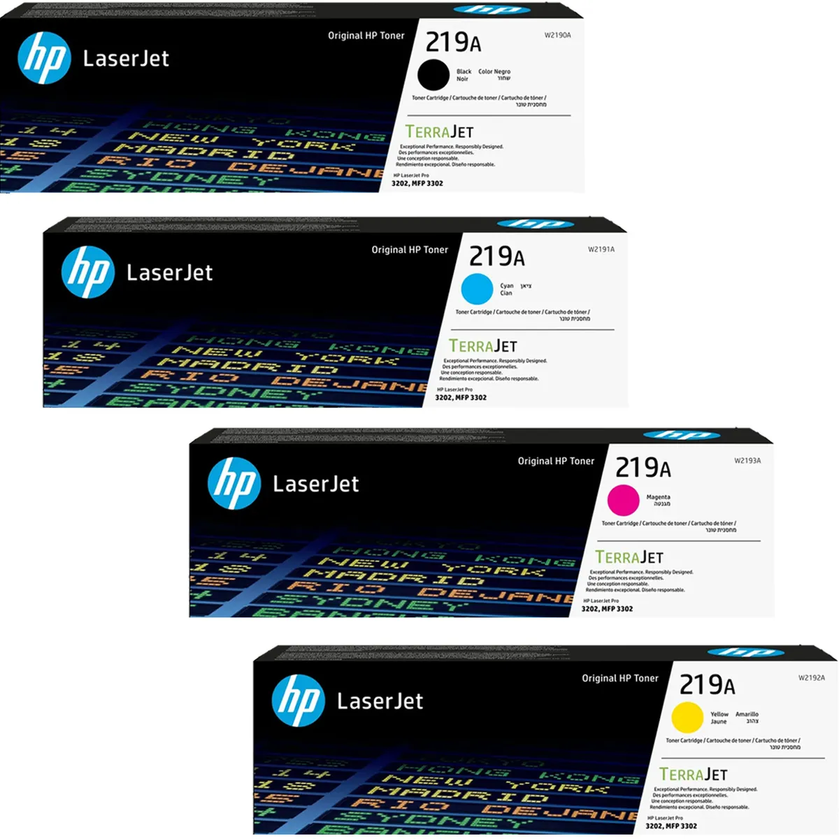 HP 219A / W2190A / W2191A / W2192A / W2193A Toner Sparset schwarz, cyan, magenta, gelb (4 Stück)