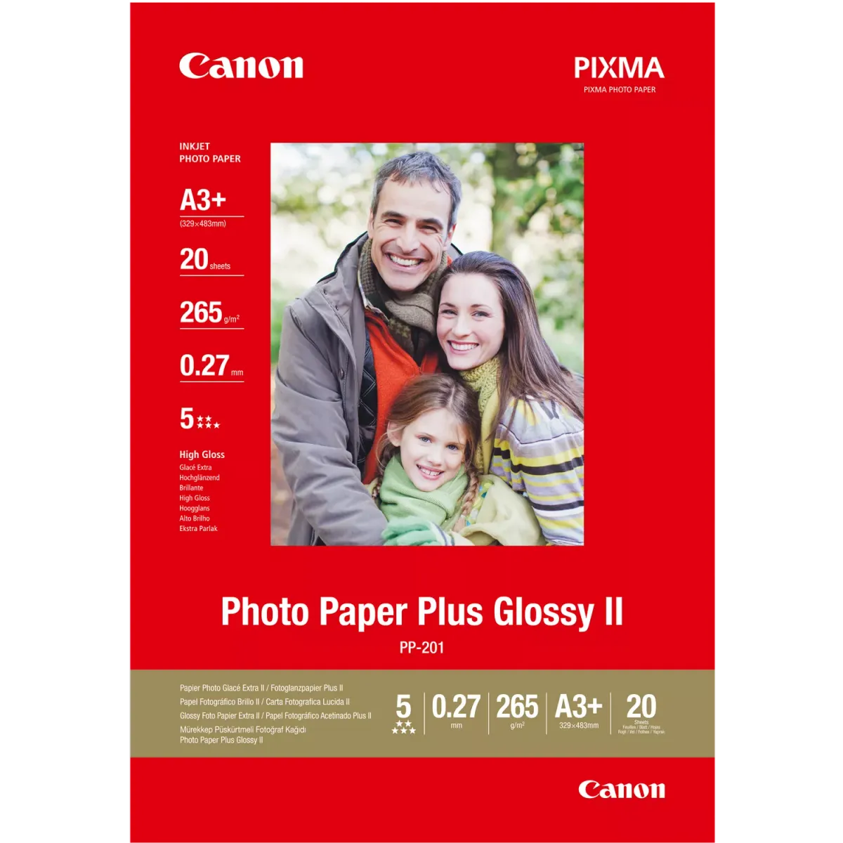 Canon PP-201 / 2311B021 / Plus Glossy II Fotopapier weiß (32,9 x 48,3cm (DIN A3+), 20 Blatt, 265 g/m²)