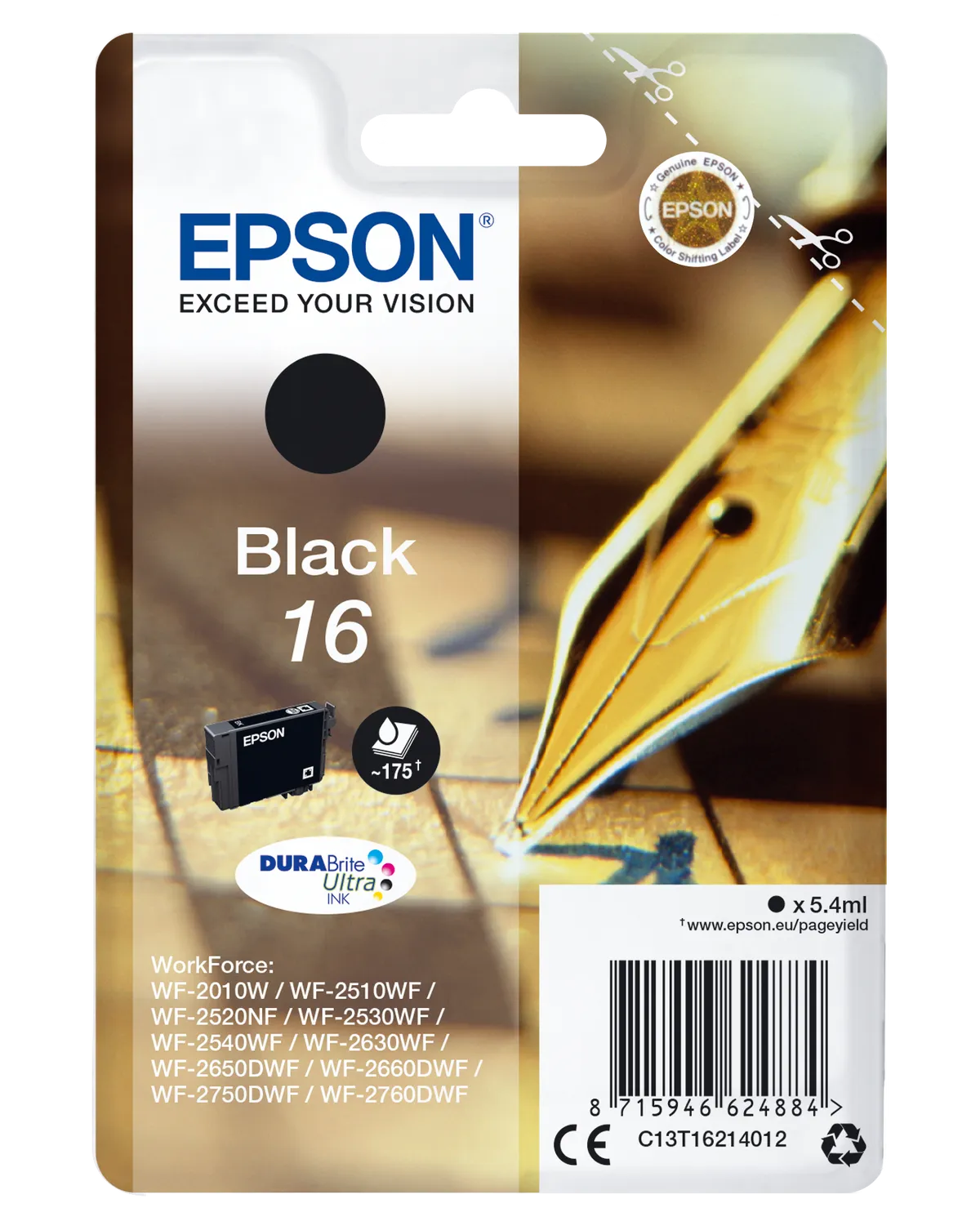Epson 16 / T1621 / C13T16214012 / C13T16214022 Tinte schwarz