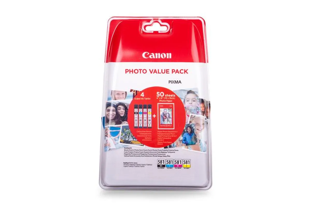 Canon CLI-581 / 2106C004 / 2106C005 Tinten Sparset schwarz, cyan, magenta, gelb (4 Stück)