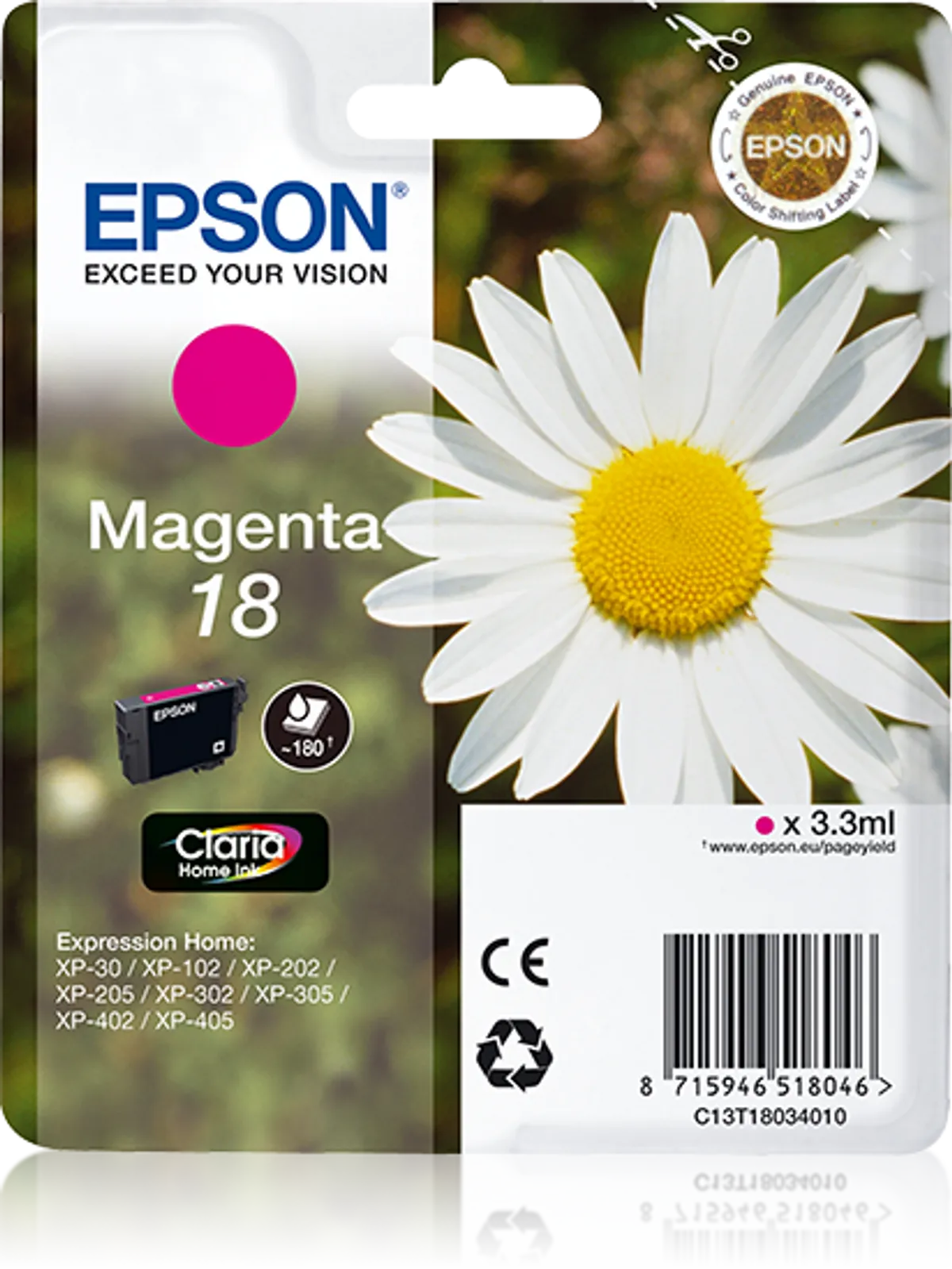 Epson 18 / T1803 / C13T18034012 / C13T18034022 Tinte magenta