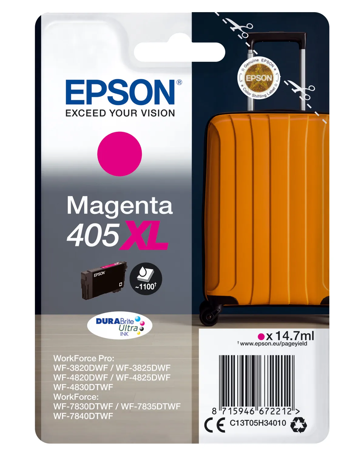 Epson 405 XL / T05H3 / C13T05H34010 / C13T05H34020 Tinte magenta