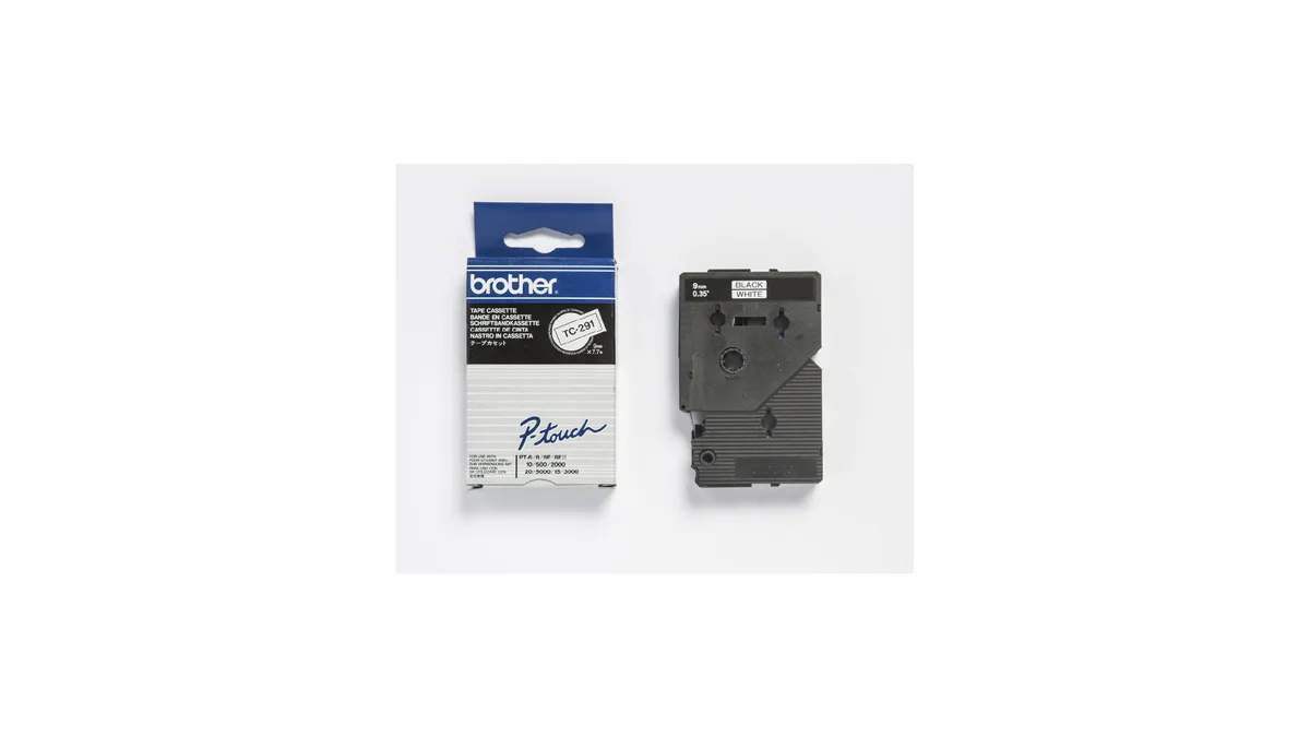 Brother TC-291 Schriftband schwarz auf weiß (9mm x 7,7m)