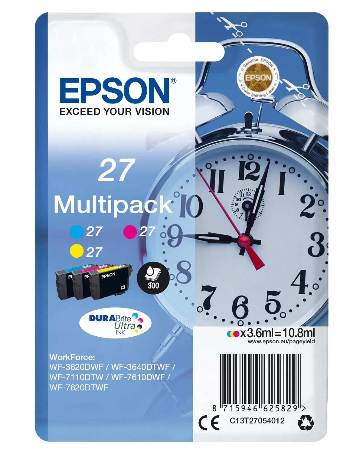 Epson 27 / T2705 / C13T27054012 / C13T27054022 / C13T27054510 Tinten Sparset cyan, magenta, gelb (3 Stück)