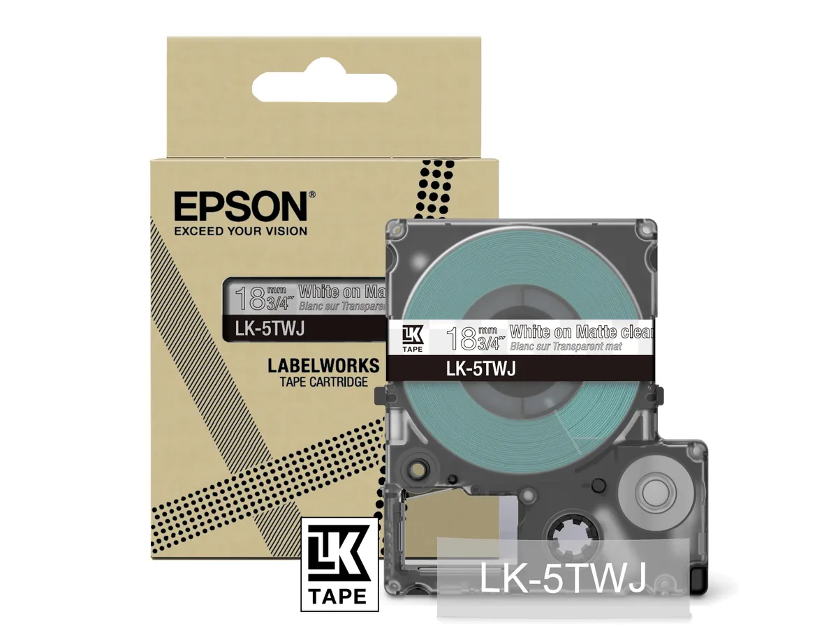Epson LK-5TWJ / C53S672069 Schriftband weiß auf matt transparent (18mm x 8m)