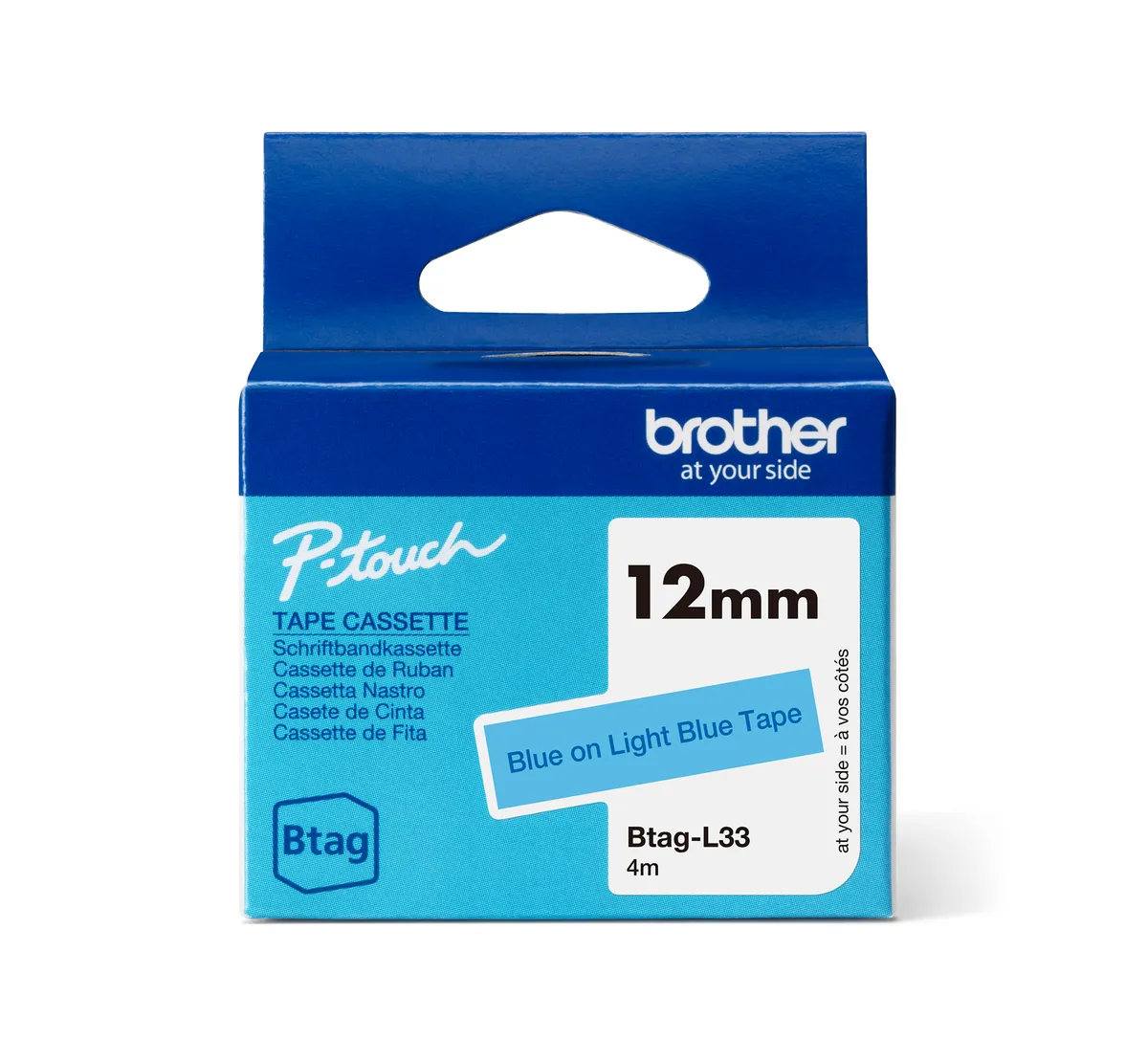 Brother Btag-L33 Schriftband blau auf hellblau (12mm x 4m)