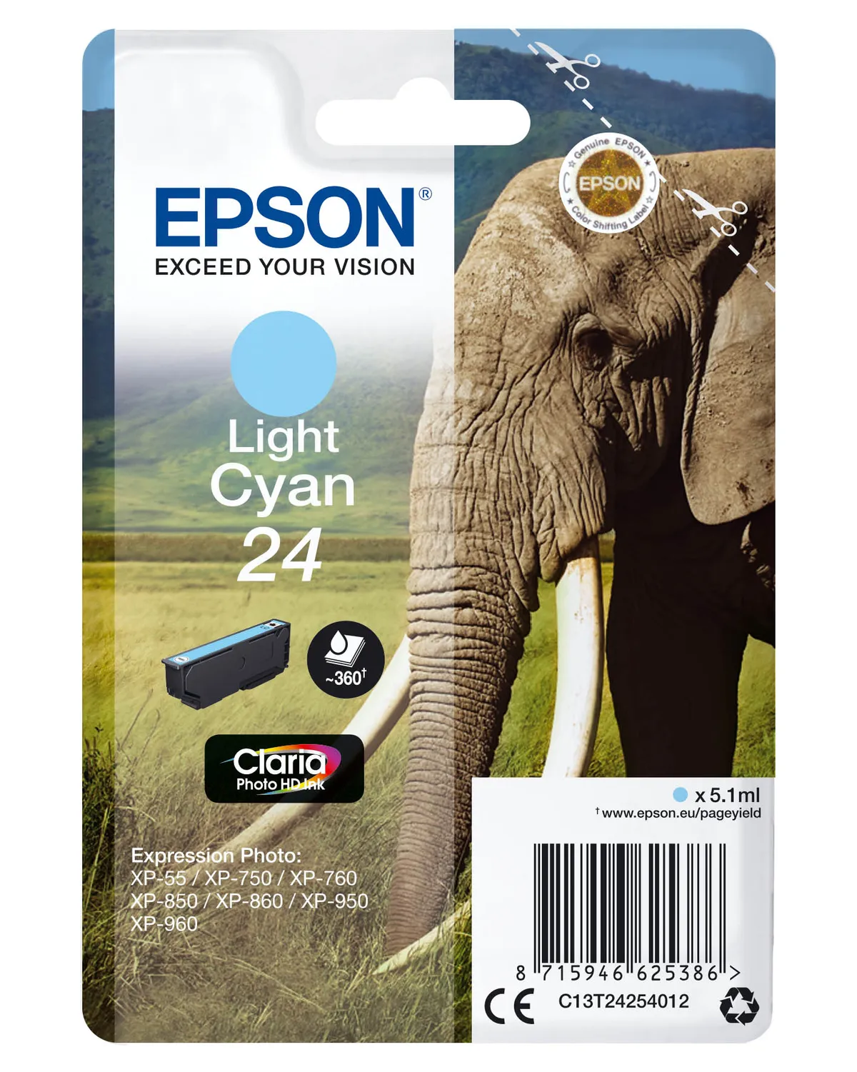 Epson 24 / T2425 / C13T24254012 / C13T24254022 Tinte photo cyan