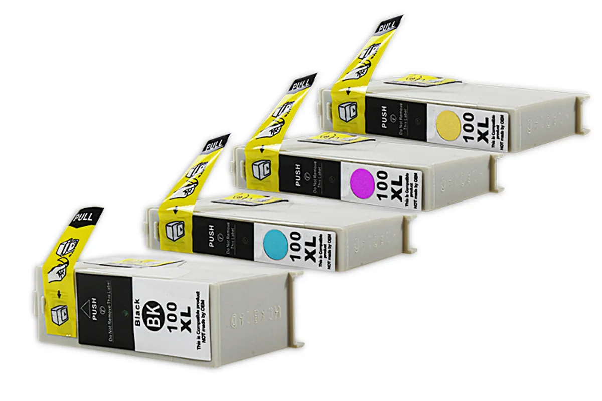 XL Tinten Sparset kompatibel zu Lexmark No 100 / 14N1921 schwarz, cyan, magenta, gelb  (4 Stück)