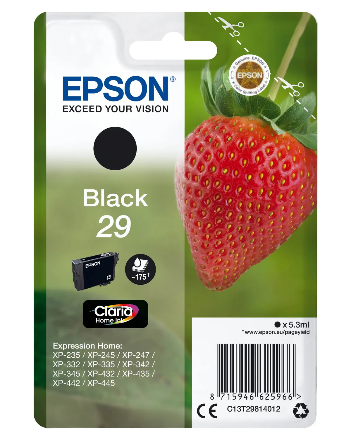 Epson 29 / T2981 / C13T29814012 / C13T29814022 Tinte schwarz