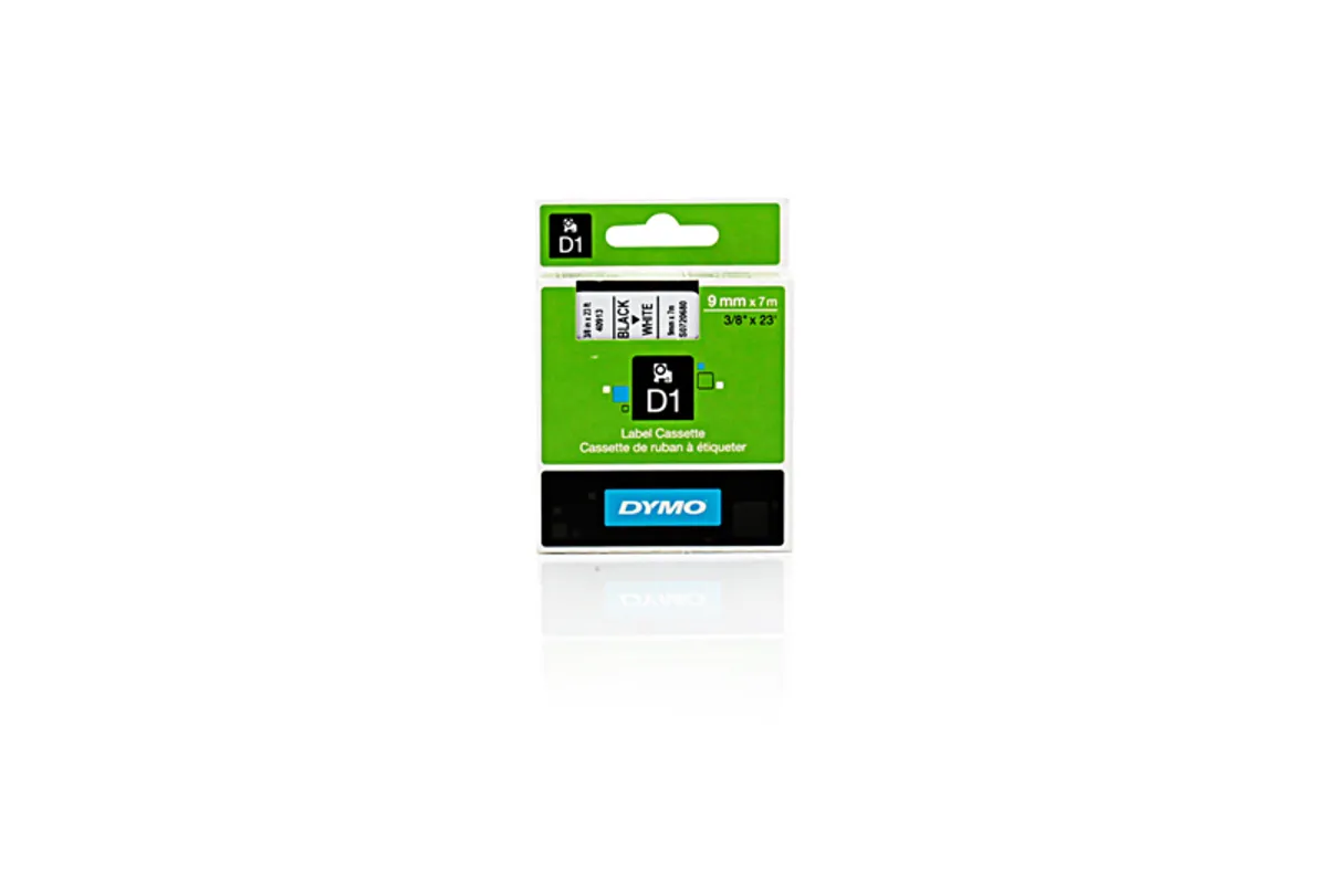 Dymo S0720680 / 40913 / 41913 Etiketten schwarz auf weiß (9mm x 7m)