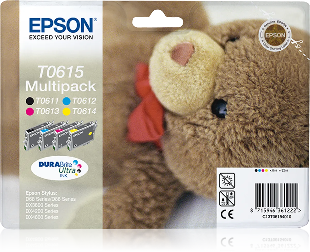 Epson T0615 / C13T06154010 / C13T06154020 Tinten Sparset schwarz, cyan, magenta, gelb (4 Stück)