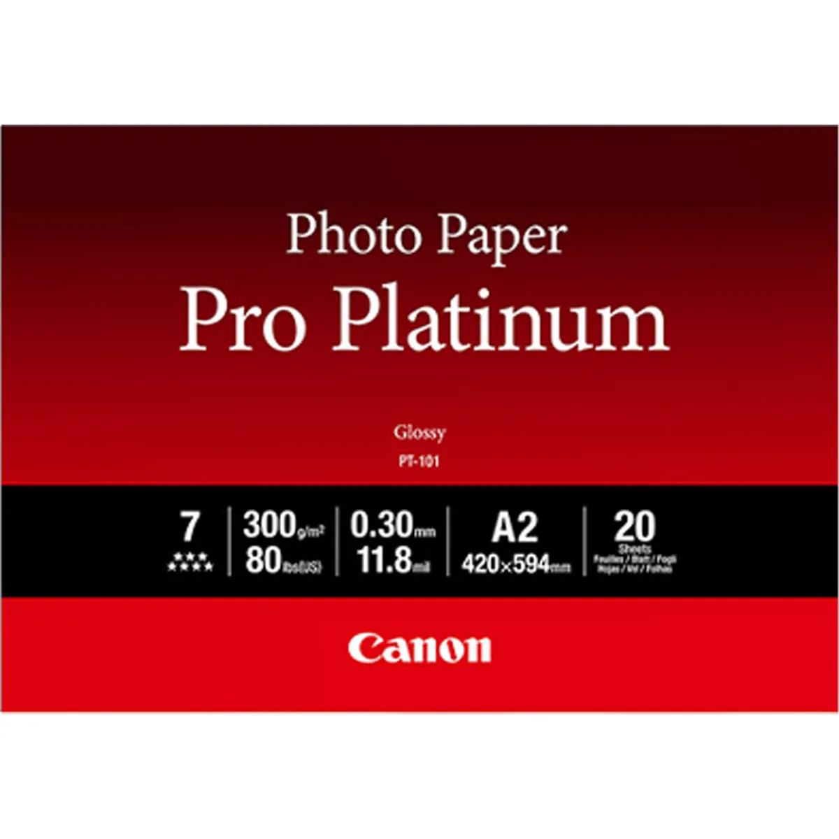 Canon PT-101 / 2768B067 / Pro Platinum Fotopapier weiß (42 x 59,4cm (DIN A2), 20 Blatt, 300 g/m²)