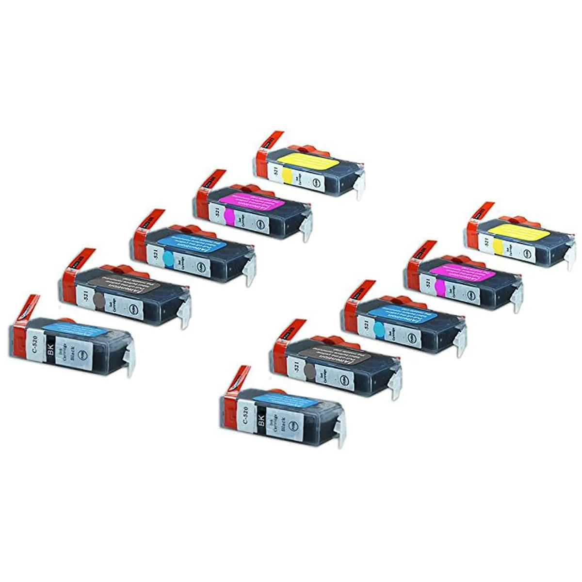 XL Tinten Sparset kompatibel zu Canon PGI-520 & CLI-521 schwarz, cyan, magenta, gelb, photo schwarz  (10 Stück)