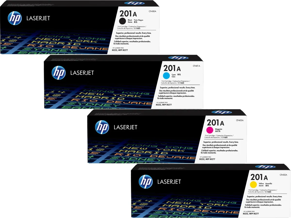 HP 201A / CF400A / CF401A / CF402A / CF403A Toner Sparset schwarz, cyan, magenta, gelb (4 Stück)